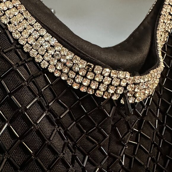 NWT Mac Duggal Black Beaded Spaghetti Strap Gown Sz 14 Formal Evening Dress - Picture 16 of 16